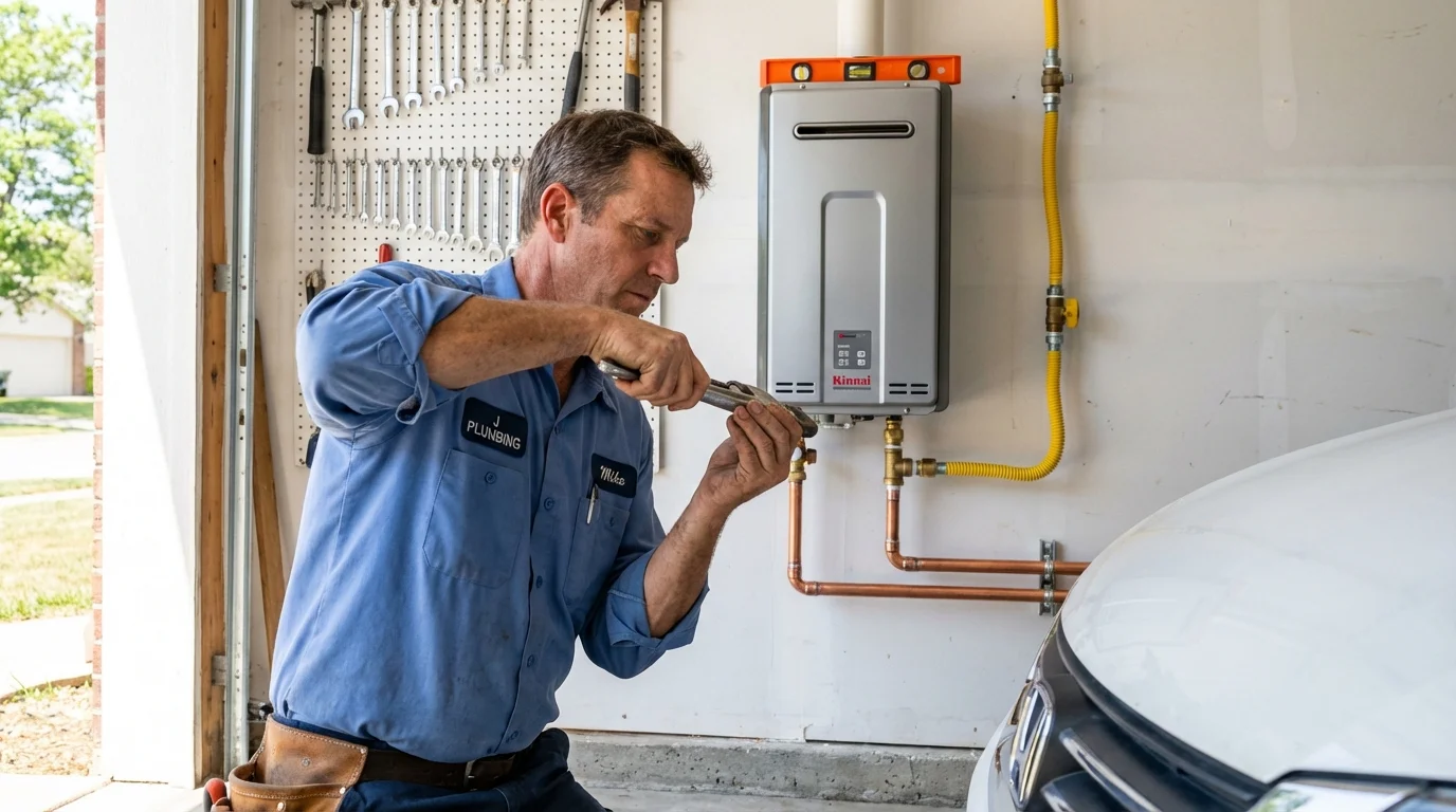 Tankless water heater installation by a Johns Plumbing LLC plumber in Union City